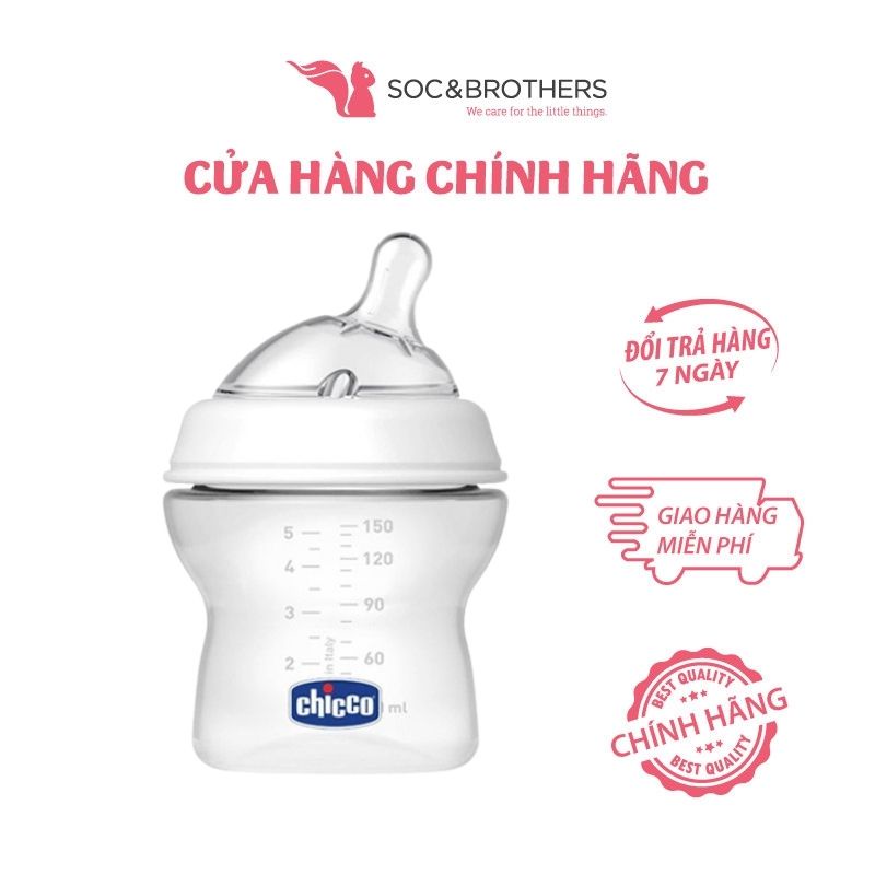 Bình sữa núm nghiêng pisa natural feeling 0m+ chicco 150ml