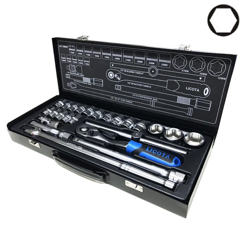Bộ tuýp 24 chi tiết 1/2” hệ mét , đầu tuýp lục-licota alt-5002f