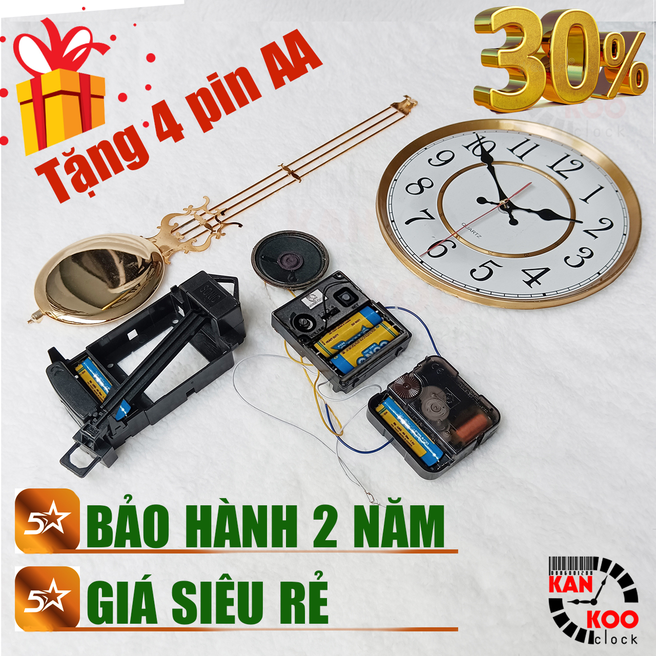 Siêu giảm giá cho 7 món linh kiện lắp đồng hồ treo tường, đồng hồ gỗ lũa, diy