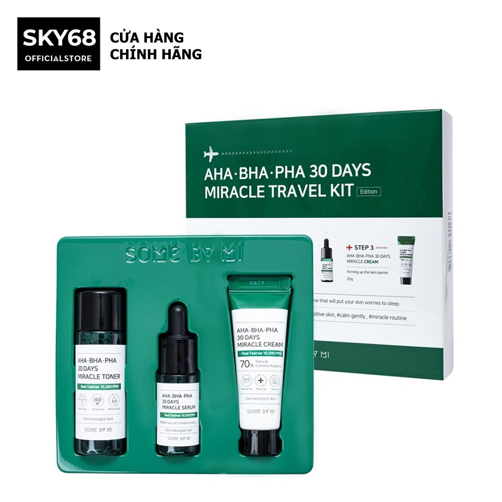 Bộ kit 3 món giảm mụn thần kỳ some by mi aha - bha - pha 30 days miracle kit