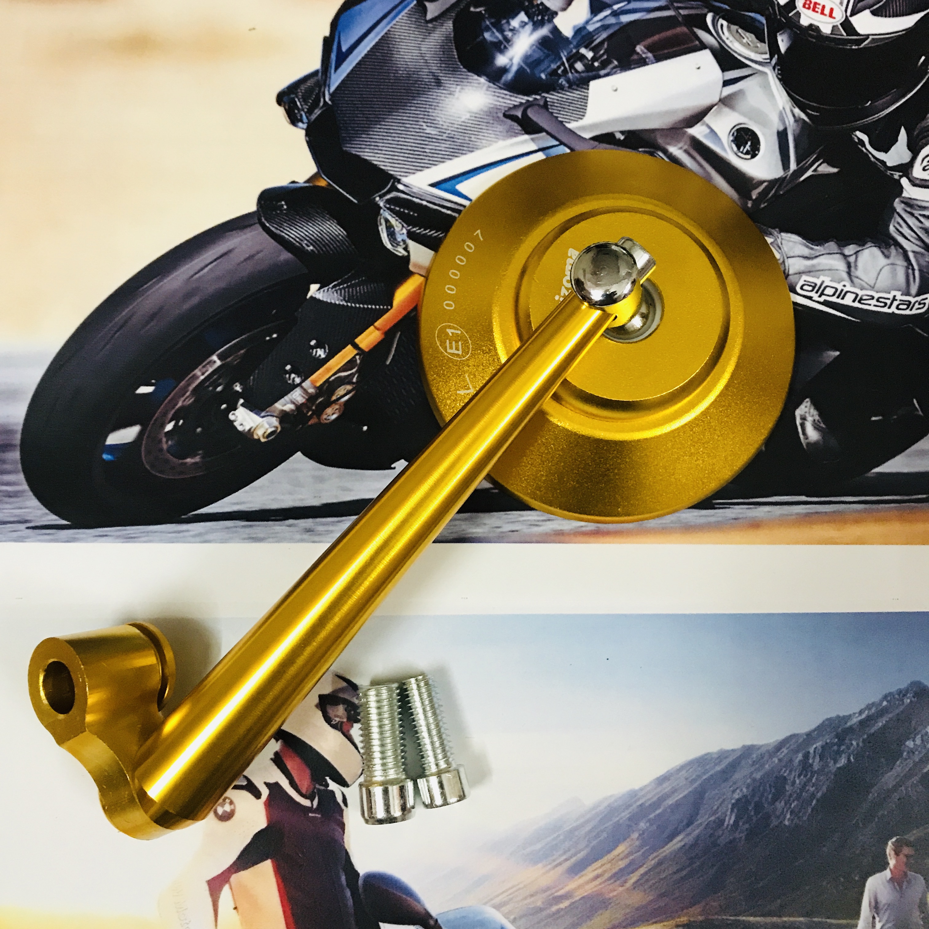 [HCM][NEW] Gương xe máy kiếng chiếu hậu rizoma tròn nhập khẩu cao cấp dùng cho xe SHNVXVARIOAB... bên trái màu vàng