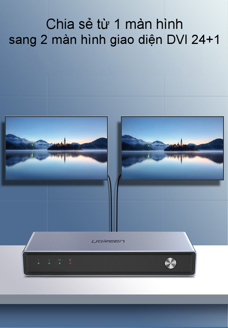 Bộ chia màn hình DVI (24+1) 1 cổng ra 2 cổng cao cấp UGREEN CM202 50746 Bộ chia màn hình DVI (24+1) 1 cổng ra 2 cổng cao cấp UGREEN CM202 50746