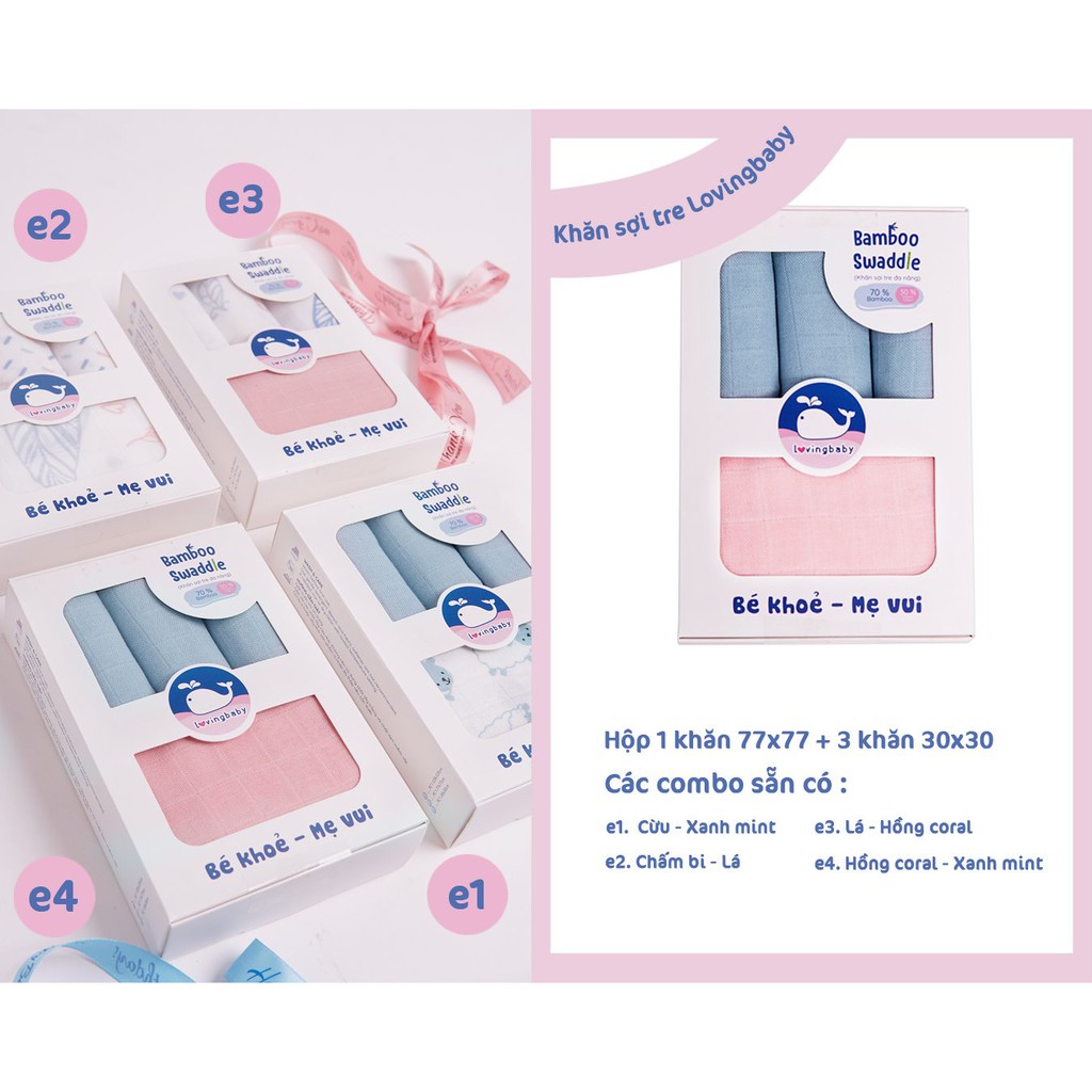 Combo 4 khăn sợi tre cho bé