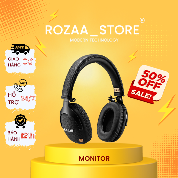Tai nghe bluetooth không dây chụp tai Marshall MONITOR - Nguyên seal 100% bảo hành 12 tháng. 1 đổi 1 trong 1 tháng