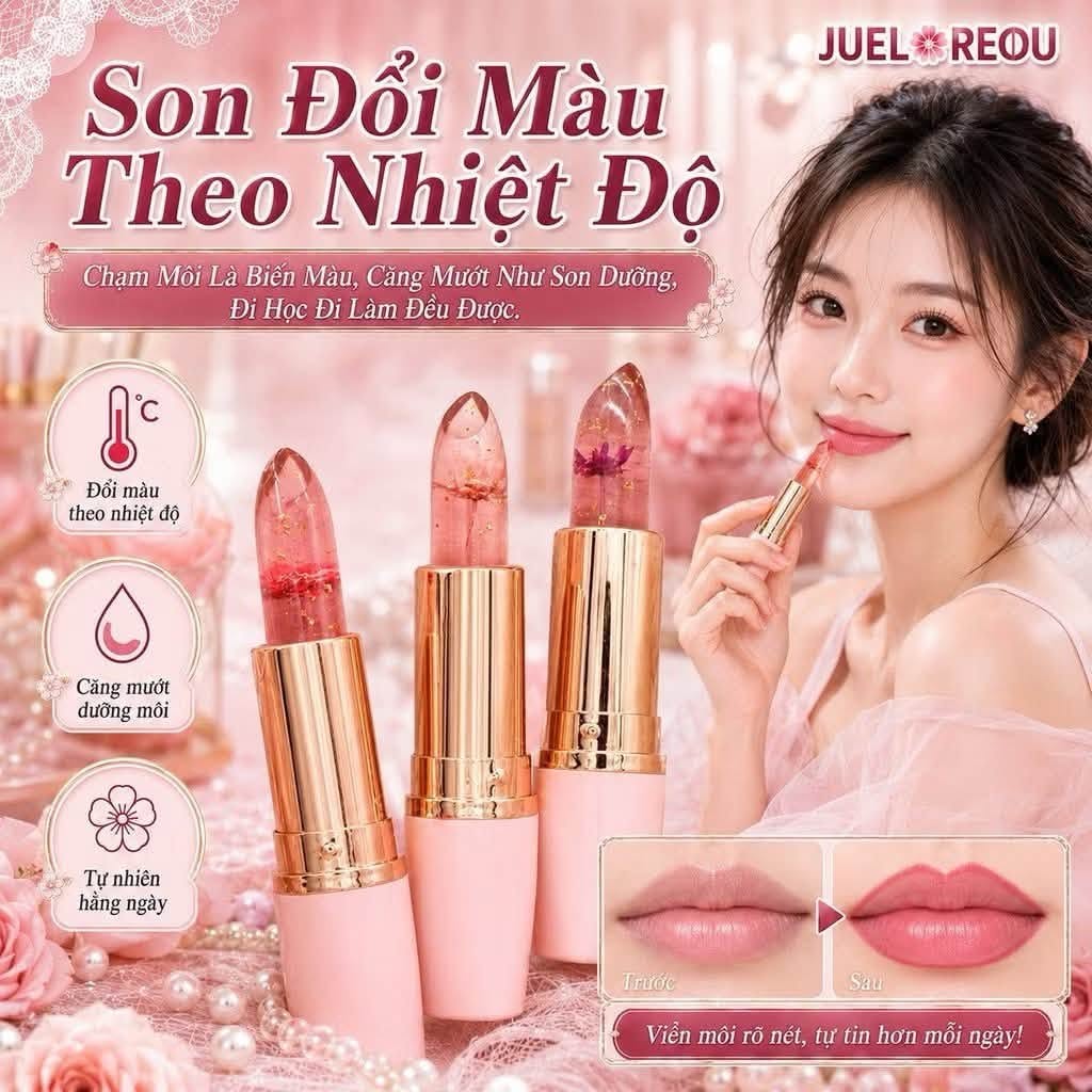 Son Gió Dưỡng Môi Thạch Ướp Hoa 3.5g Đổi Màu Theo Nhiệt Độ Dưỡng Ẩm Cao Với Vitamin E & Dầu Argan Son Dưỡng Môi Tự Nhiên