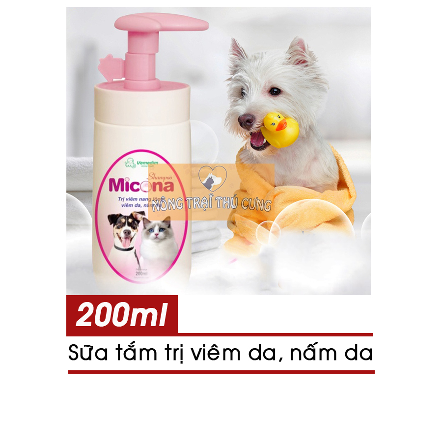 Sữa Tắm Micona Trị Nấm Da, Viêm Nang Lông, Viêm Da, Dưỡng Lông Cho Chó Mèo - [Nông Trại Thú Cưng]