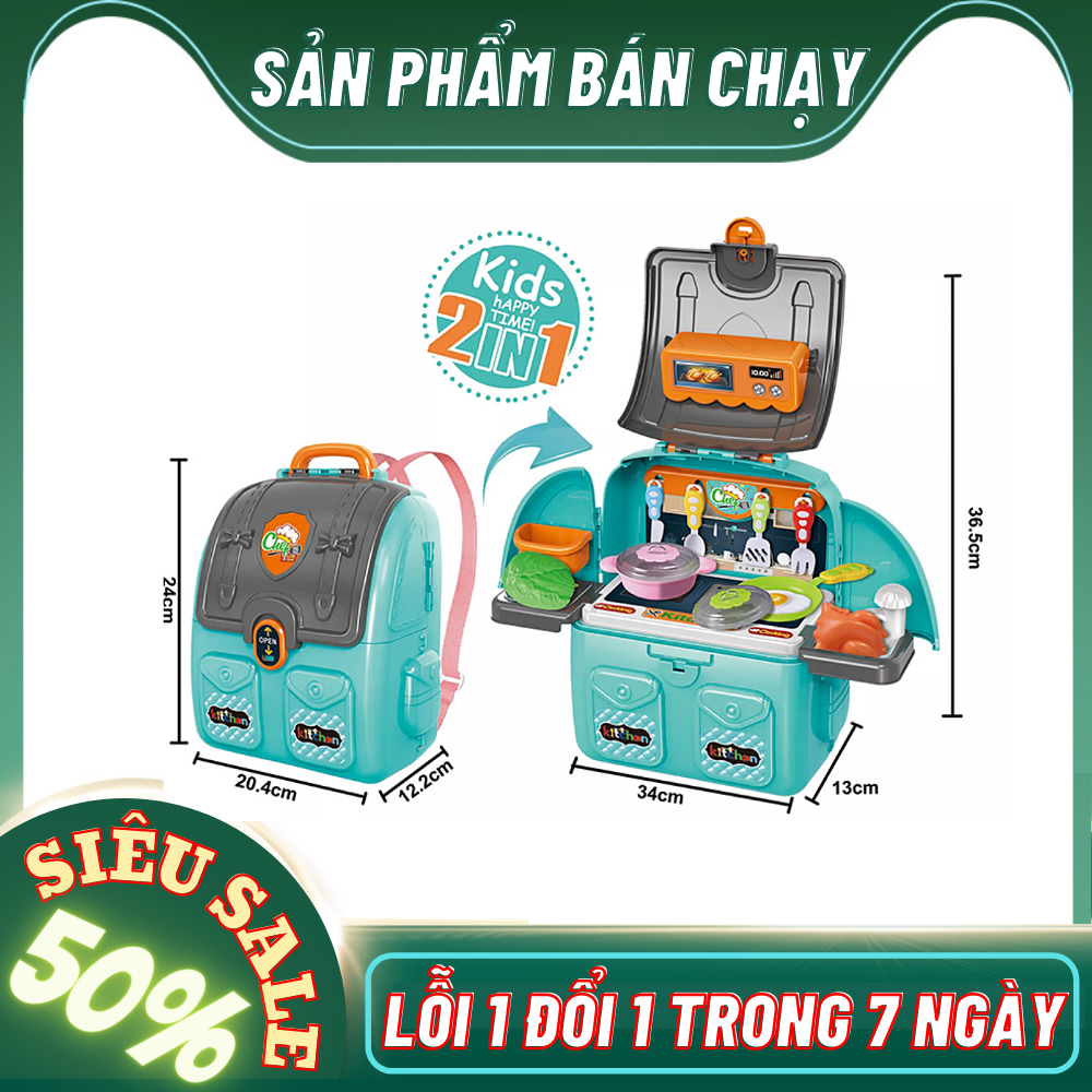Đồ chơi nhà bếp nấu ăn cho bé nhập vai làm bếp hình balo mẫu mới nhất