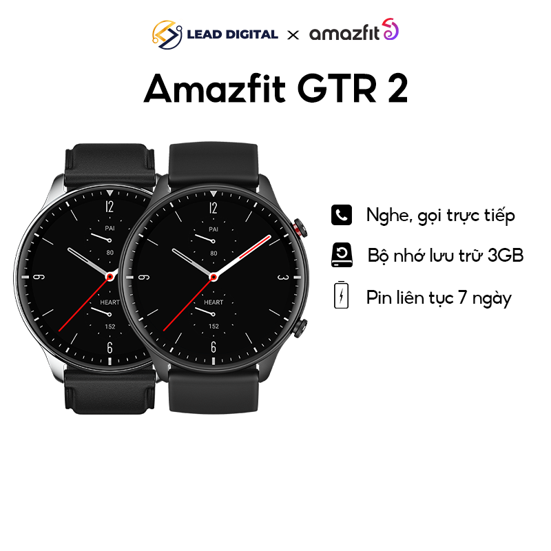 ]Đồng hồ thông minh Cao Cấp Smart Watch Amazfit GTR 2 - Giao Diện Tiếng Việt - Nghe Gọi Trực Tiếp - Lưu Trữ Và Phát Lại Âm Nhạc Với Bộ Nhớ 3GB - Bảo hành Chính hãng 12 tháng