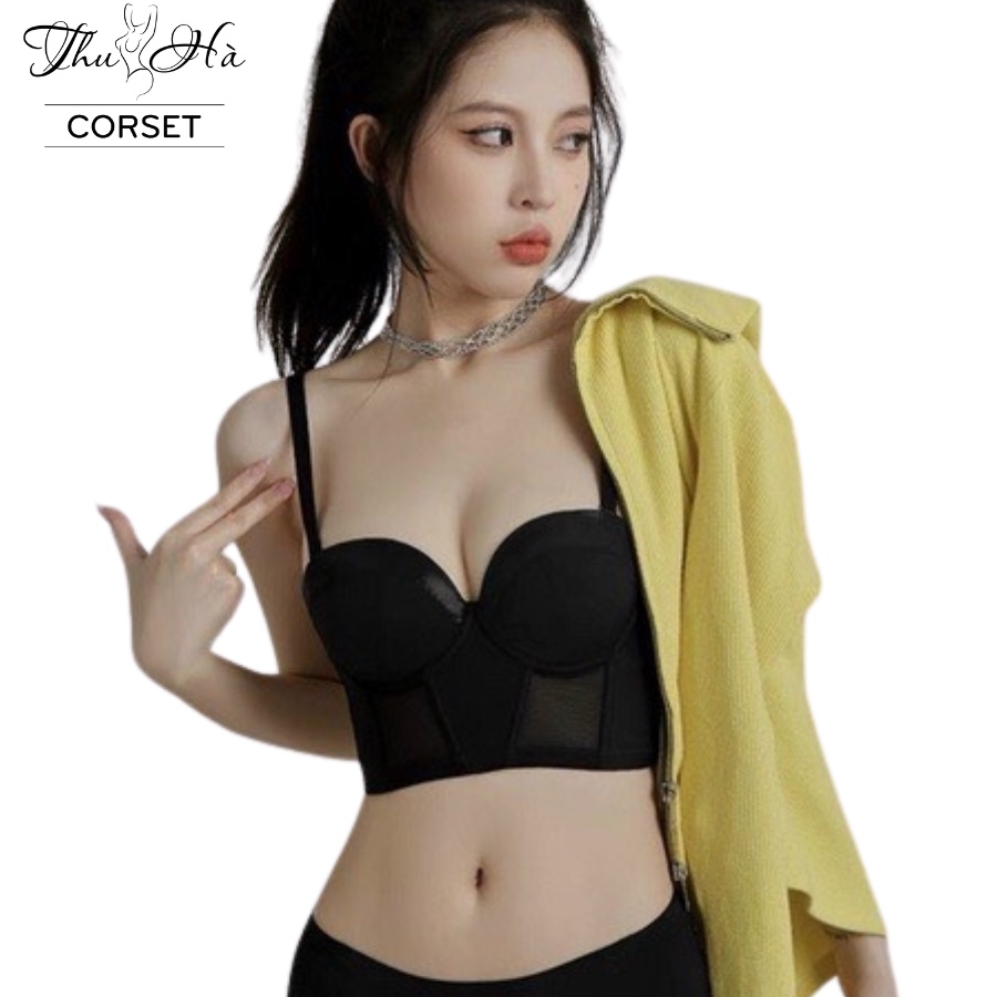 Áo corset bra nữ tạo khe nâng ngực sexy cao cấp có gọng, đệm mút mỏng, mặc trong vest gợi cảm