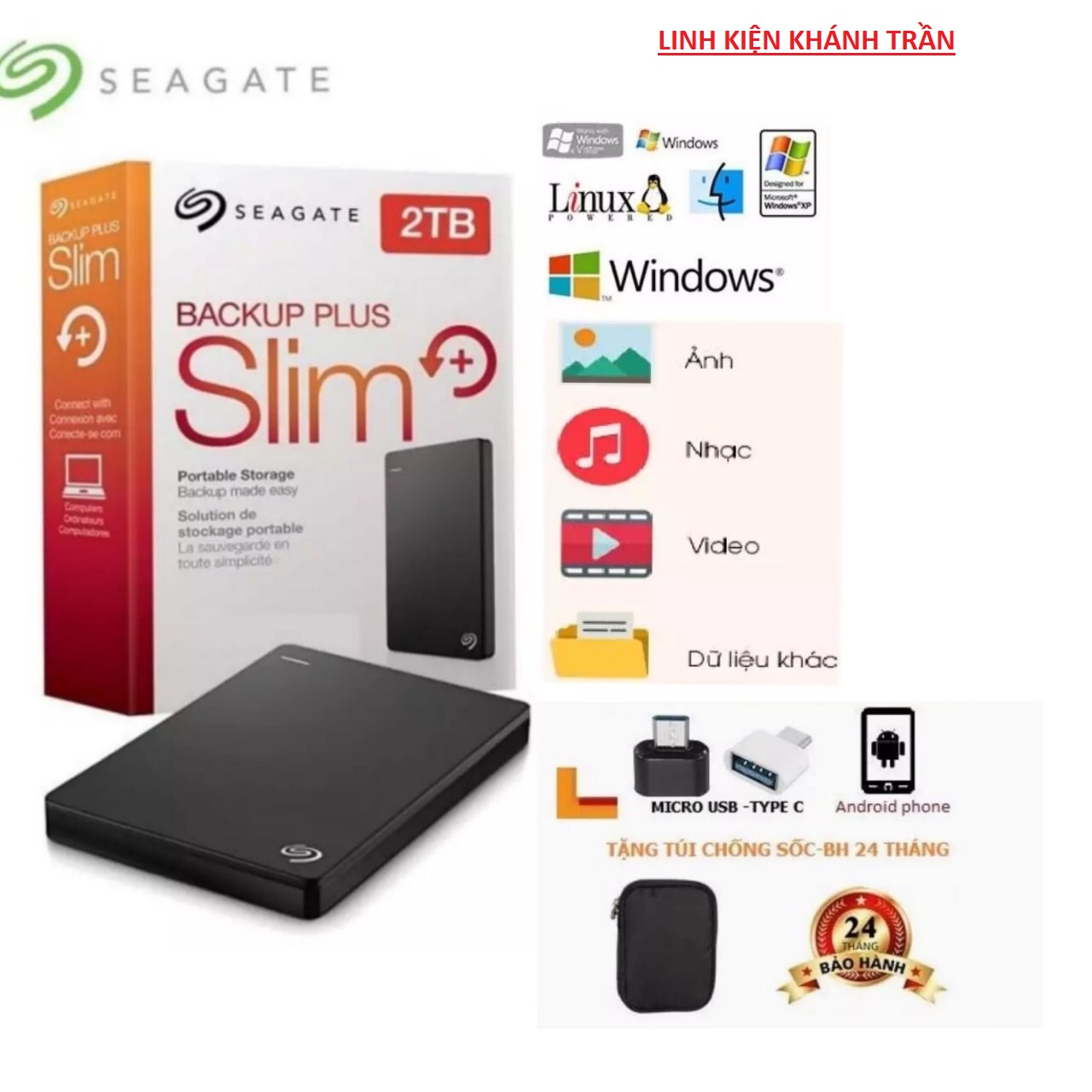 [HCM]Ổ Cứng Di Động Seagate Backup Plus Slim 250GB- BẢO HÀNH 24 THÁNG- tặng túi chống sốc