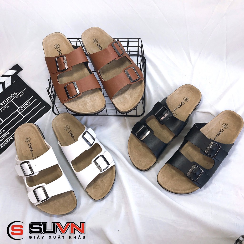 Dép đế trấu unisex 2 quai da vnxk