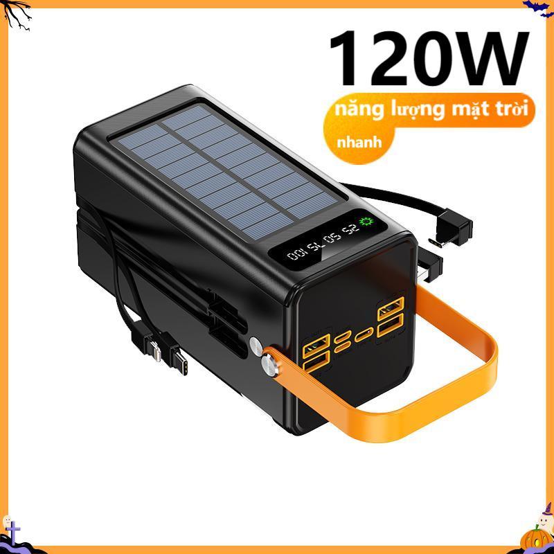 ( Tặng Cáp Nhanh )năng lượng mặt trời Sạc dự phòng 90000mAh Hỗ Trợ Sạc Nhanh 120W Pin Dung Lượng Lớn 4 dây