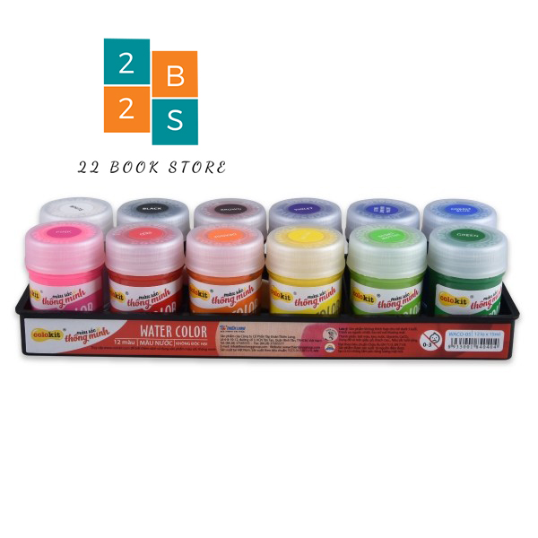 Bộ màu nước Colokit 12 màu Waco C05 - Màu nước đẹp, không độc hại, tặng kèm cọ vẽ