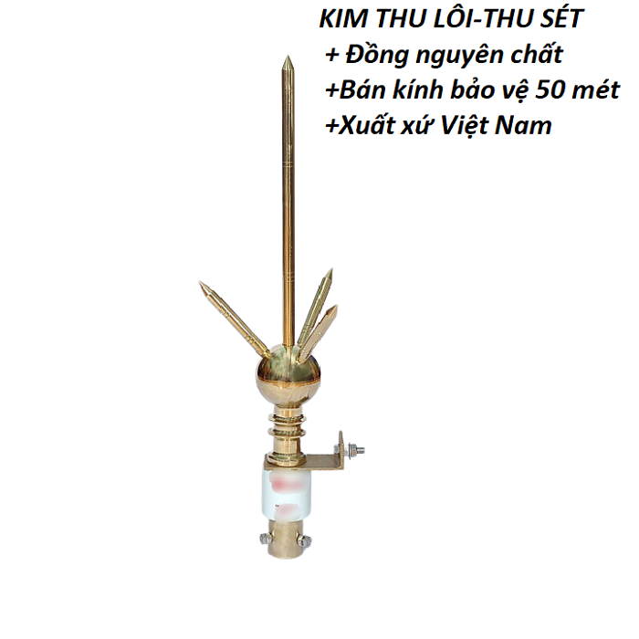 Kim thu sét - kim thu lôi đồng nguyên chất bán kính 50 mét