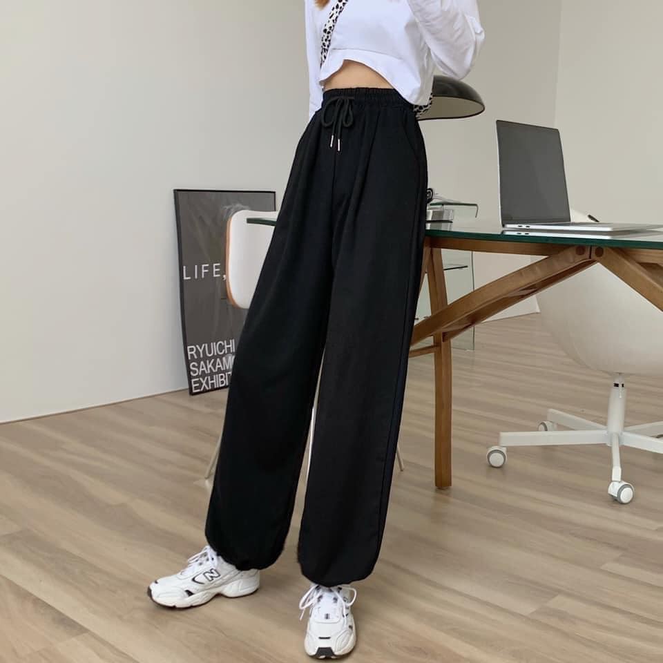 [giá huỷ diệt quần ống rộng bo chân unisex- quần nỉ nam nư uzzlang