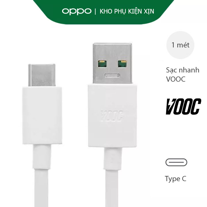 Cáp sạc nhanh Oppo Reno 2 VOOC 3.0 - 1M - Chân Type C (Xanh)