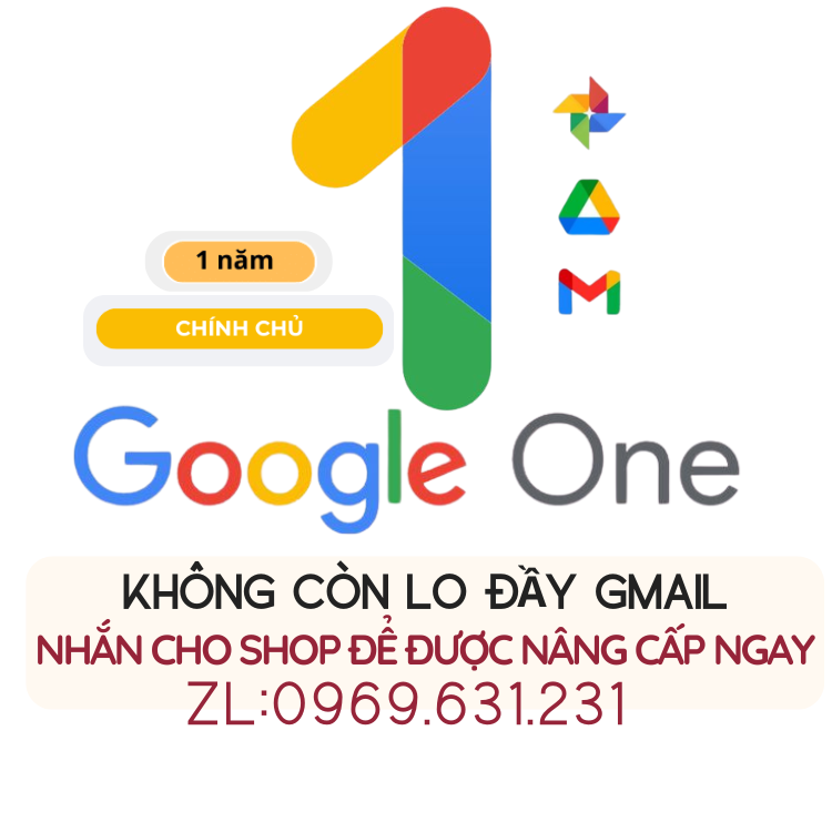 Nâng cấp Google One chính chủ 1năm gói cao cấp 2 TB lưu trữ đám mây Gemini Pro AI Giải phóng dung lư