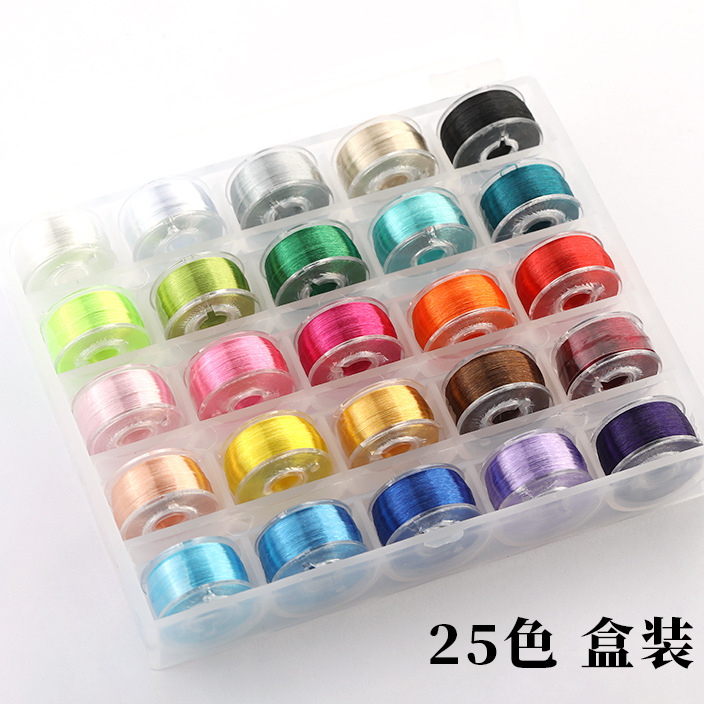 Hộp 25 cuộn chỉ tơ bóng phán quang làm triềng hoa cuốn chỉ, nguyên liệu làm trang sức cổ trang, Nguyên liệu diy