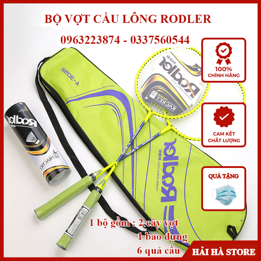 [HÀNG HOT] Bộ 2 Vợt Cầu Lông Roadler Khung Hợp Kim Siêu Bền Tặng Kèm Hộp 6 Quả Cầu Nhựa + Khẩu Trang