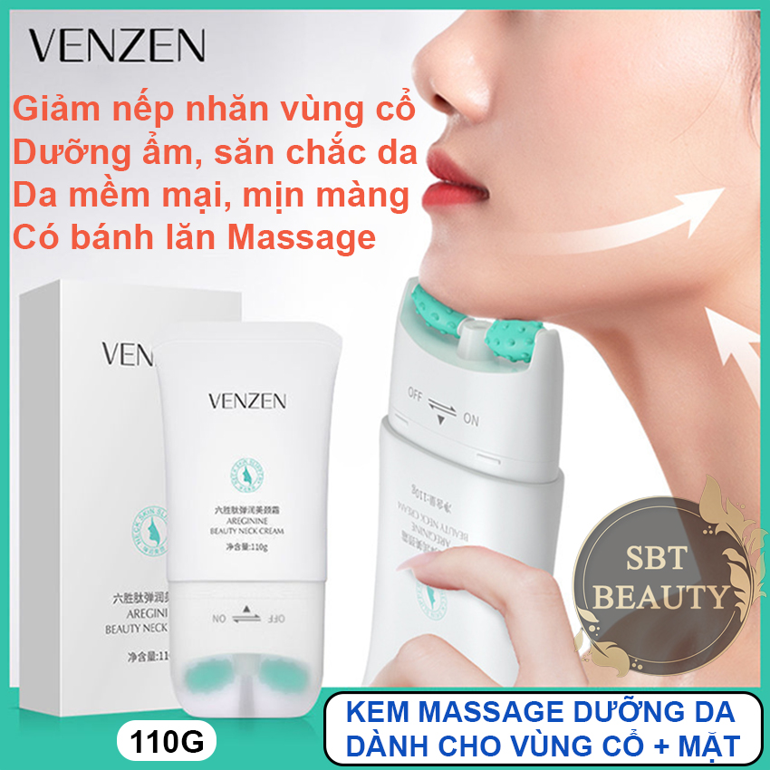 Kem Dưỡng Da Chống Lão Hóa Vùng Cổ VENZEN AREGININE BEAUTY NECK CREAM 110gram – Giảm Nếp Nhăn, Dưỡng Ẩm, Chống Lão Hóa Da, Có Con Lăn Mát-Xa
