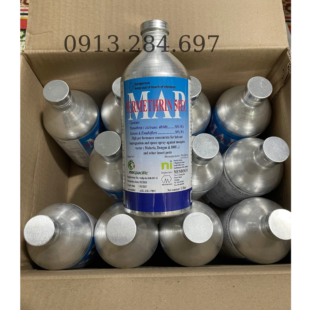Combo 12 chai thuốc diệt muỗi map permethrin 50ec quy cách chai 1lít