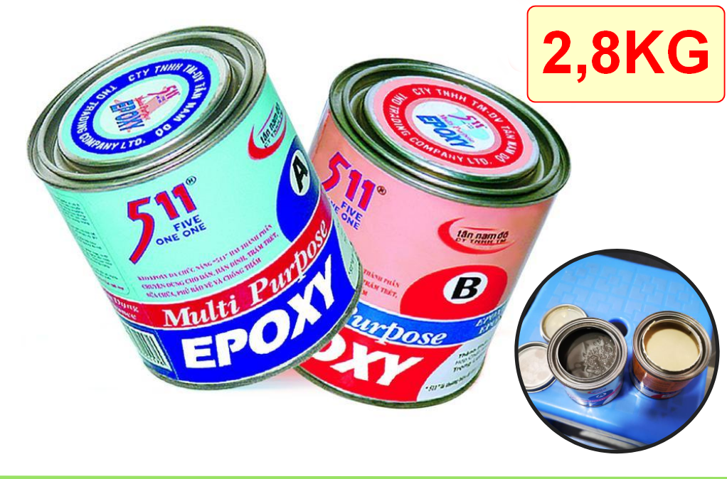Keo AB Epoxy 511 2 Thành Phần Chuyên Dụng ,Dán Đá ,Dán Sắt...Dùng Trong Công Nghiệp Tàu Biển 2,8kg