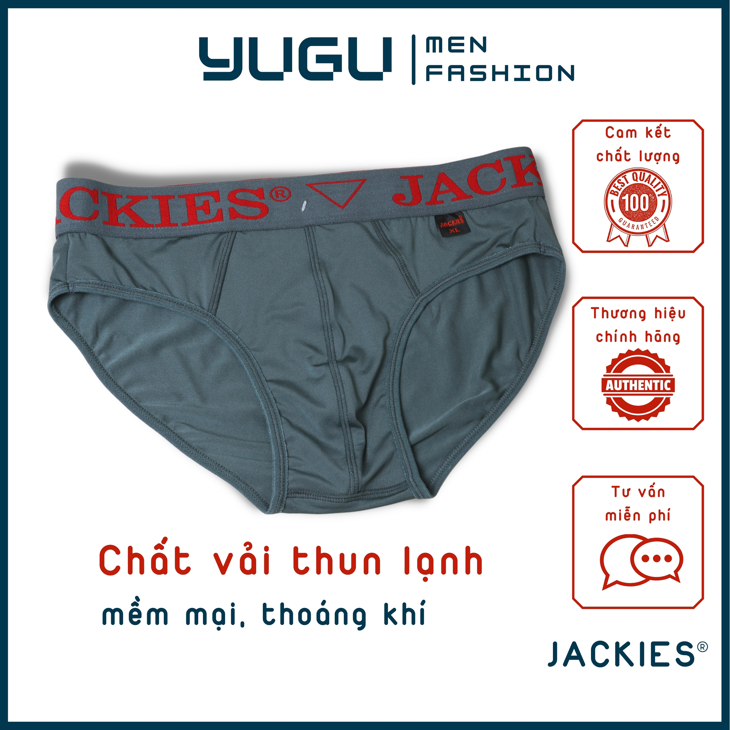 - Đồ lót nam cao cấp JACKIES B02, Quần lót nam chính hãng - YUGU - Quần xì lót nam thun lạnh, quần sịp nam tam giác thun lanh thông thoáng, co giãn,