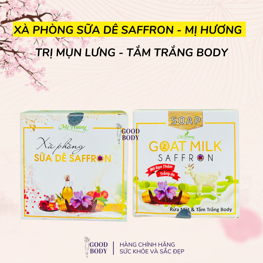 Xà phòng Saffron sữa dê Mị Hương- TẮM TRẮNG, TẨY SẠCH TẾ BÀO CHẾT, DÙNG CHO CẢ MẶT VÀ BODY