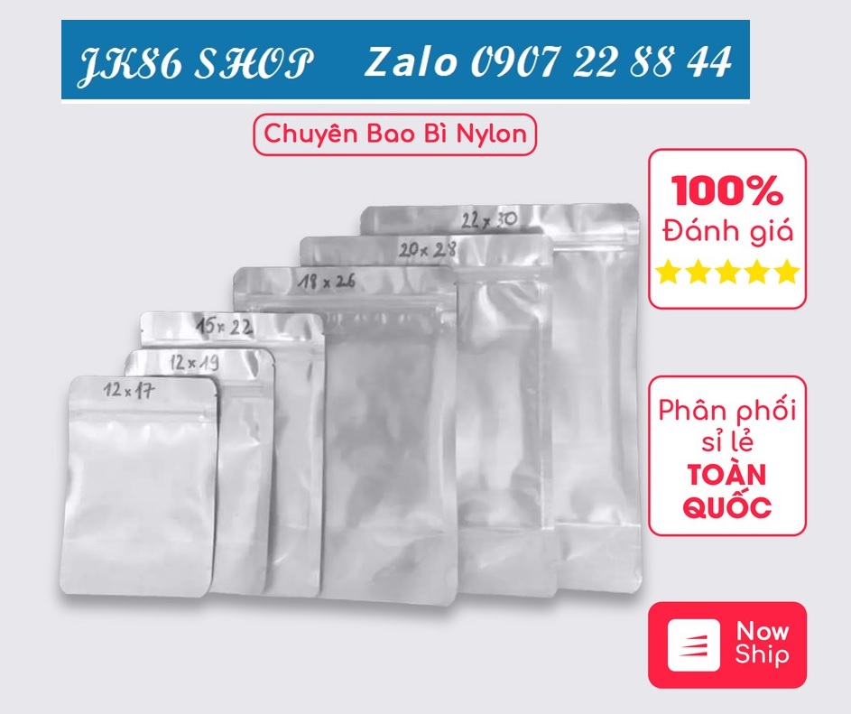 1KG TÚI ZIP BẠC ĐÁY ĐỨNG