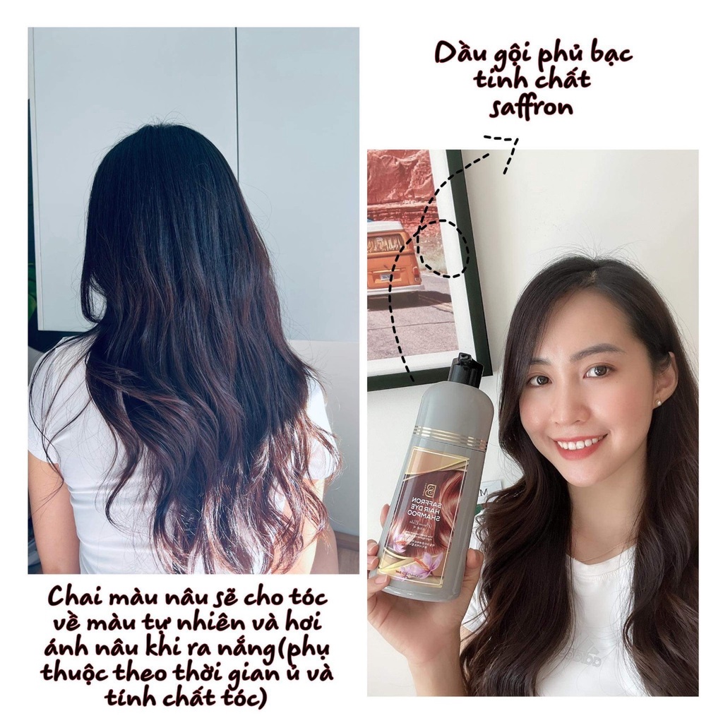 Dầu gội phủ bạc tóc Dầu gội nhuộm tóc bạc Dầu gội phủ bạc thảo mộc saffron Me&MM