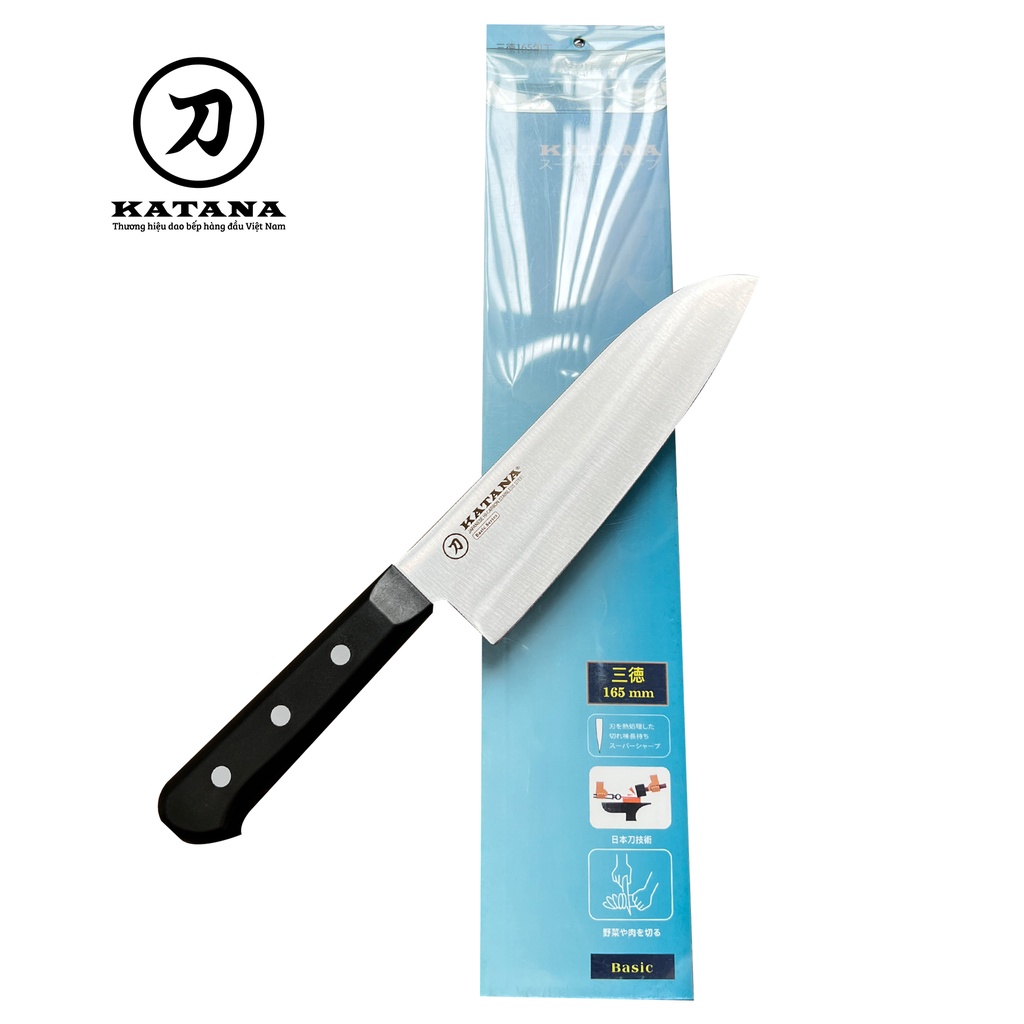 Dao bếp thái đa năng cao cấp santoku katana basic cán nhựa thép không gỉ - kata401
