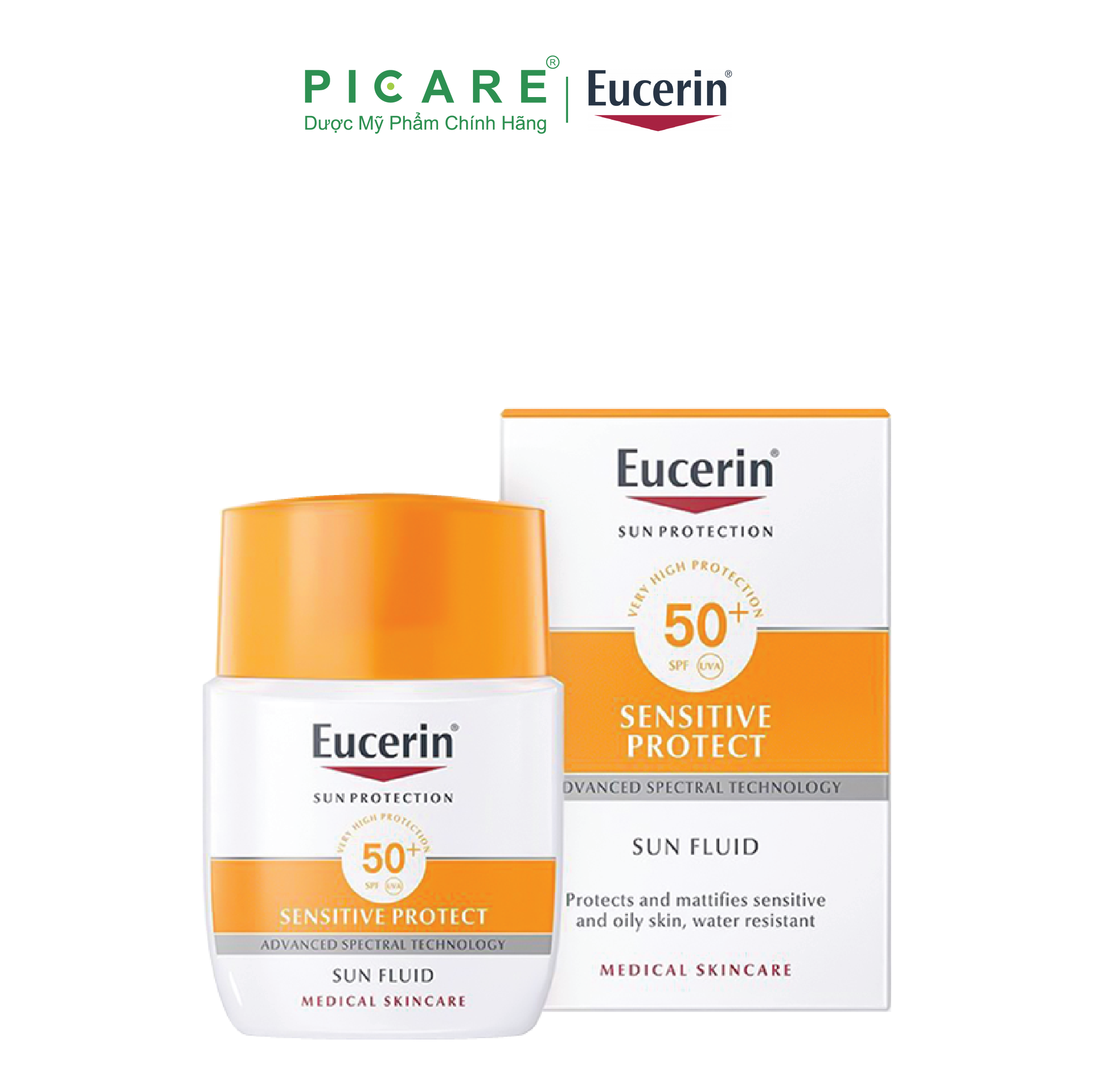 [GIẢM 20K ĐƠN 399K] Eucerin Kem chống nắng Sun Fuild SPF 50+ 50ml