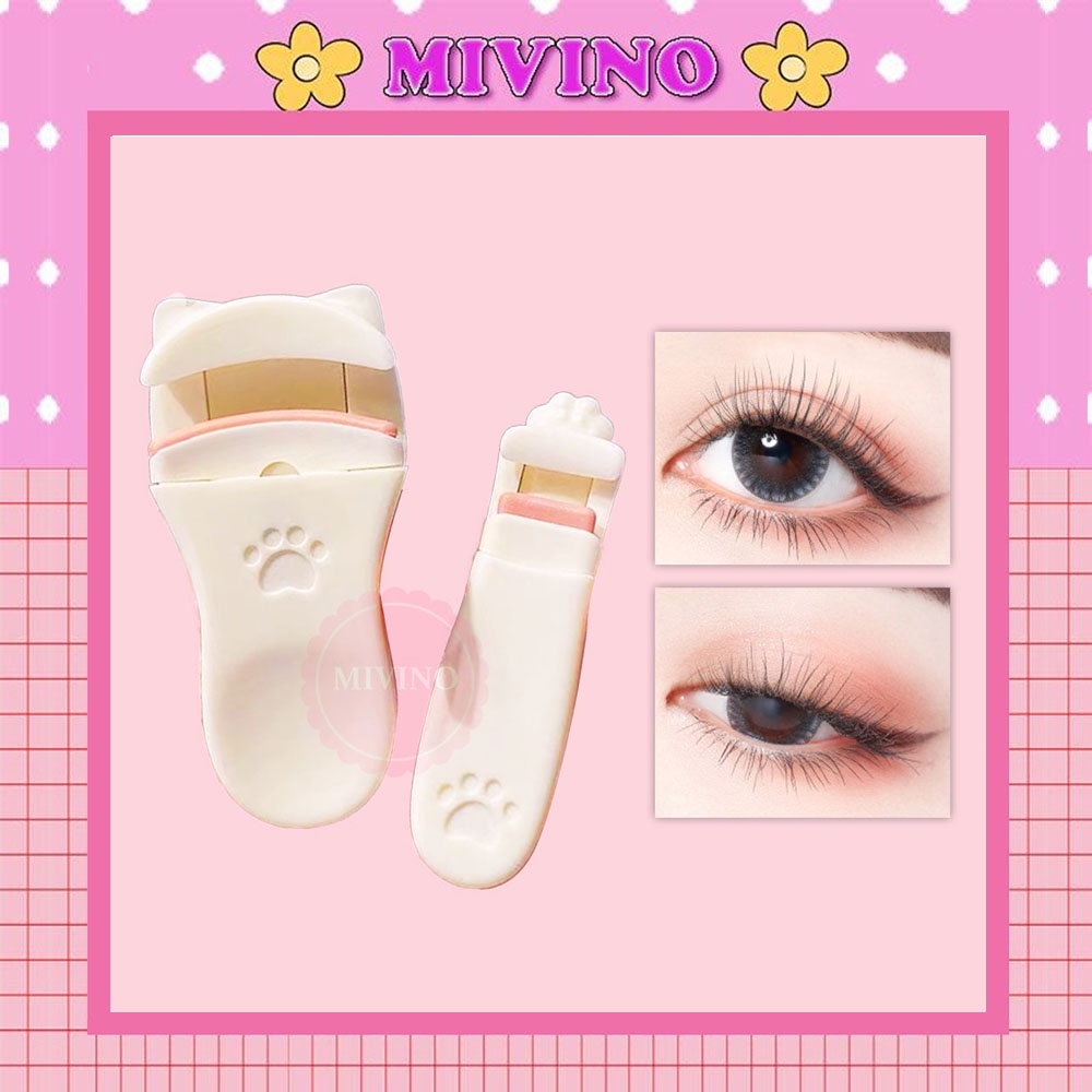 Bấm mi Mivino set 2 kẹp bấm mi làm cong mi hình chân mèo dễ thương KB01
