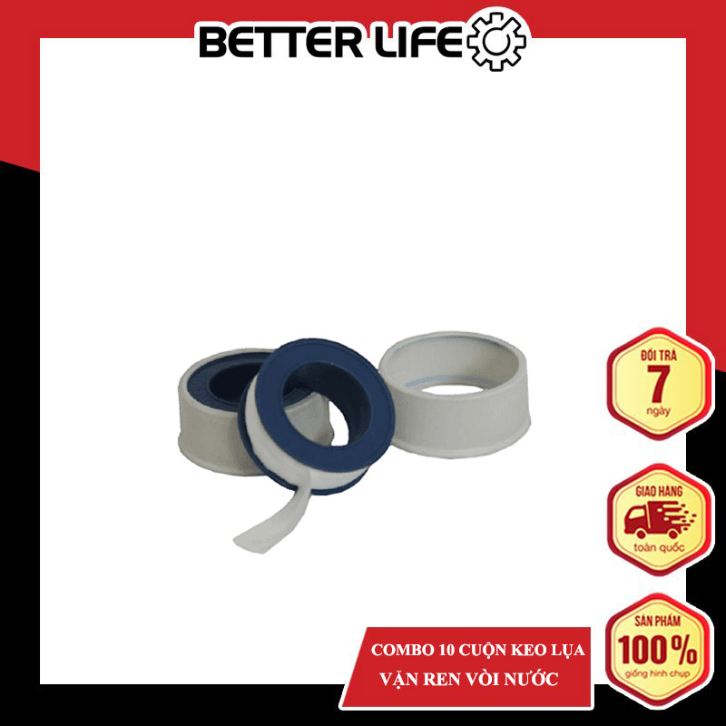 [HCM]Combo 10 cuộn keo lụa vặn ren vòi nước  ren ống cao cấp ( Cao su non  băng tan ) - BetterLife