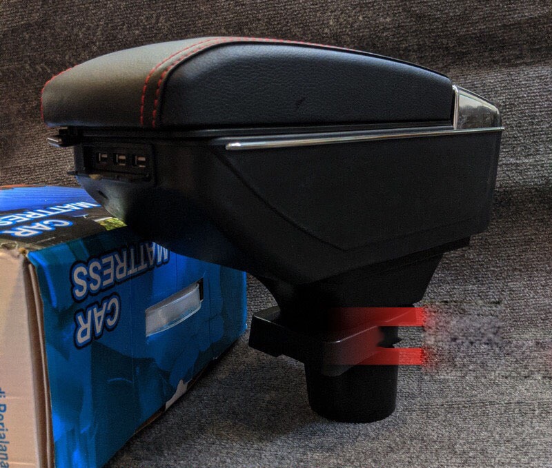 Hộp tỳ tay xe Kia Morning 2015-2020 màu đen M02, có cổng sạc USB, lắp đặt dễ dàng tiện lợi