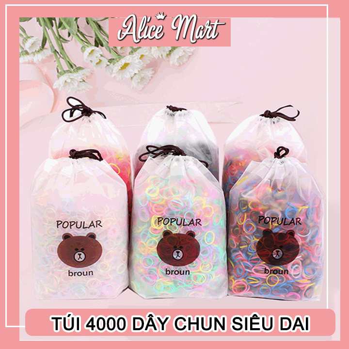 Túi 4000 dây thun buộc tóc nhiều màu cho bé - Dây chun cột tóc siêu dai sắc màu