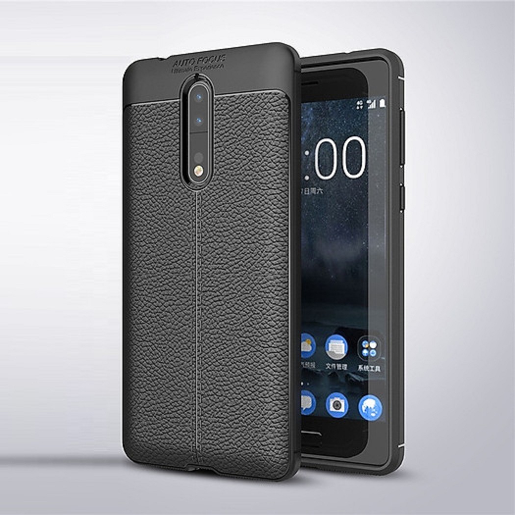 Ốp lưng Silicon Auto Focus giả da, chống sốc dành cho Nokia 8 - Hàng Chính Hãng