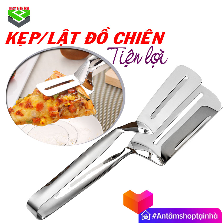 Xẻng lật đồ rán, kẹp bít tết - Kẹp, xẻng lật chiên cá, trứng, bít tết, đa năng bằng thép inox 304 - kẹp thức ăn, kẹp pizza - Kiot tien ich (Kiot tiện ích)