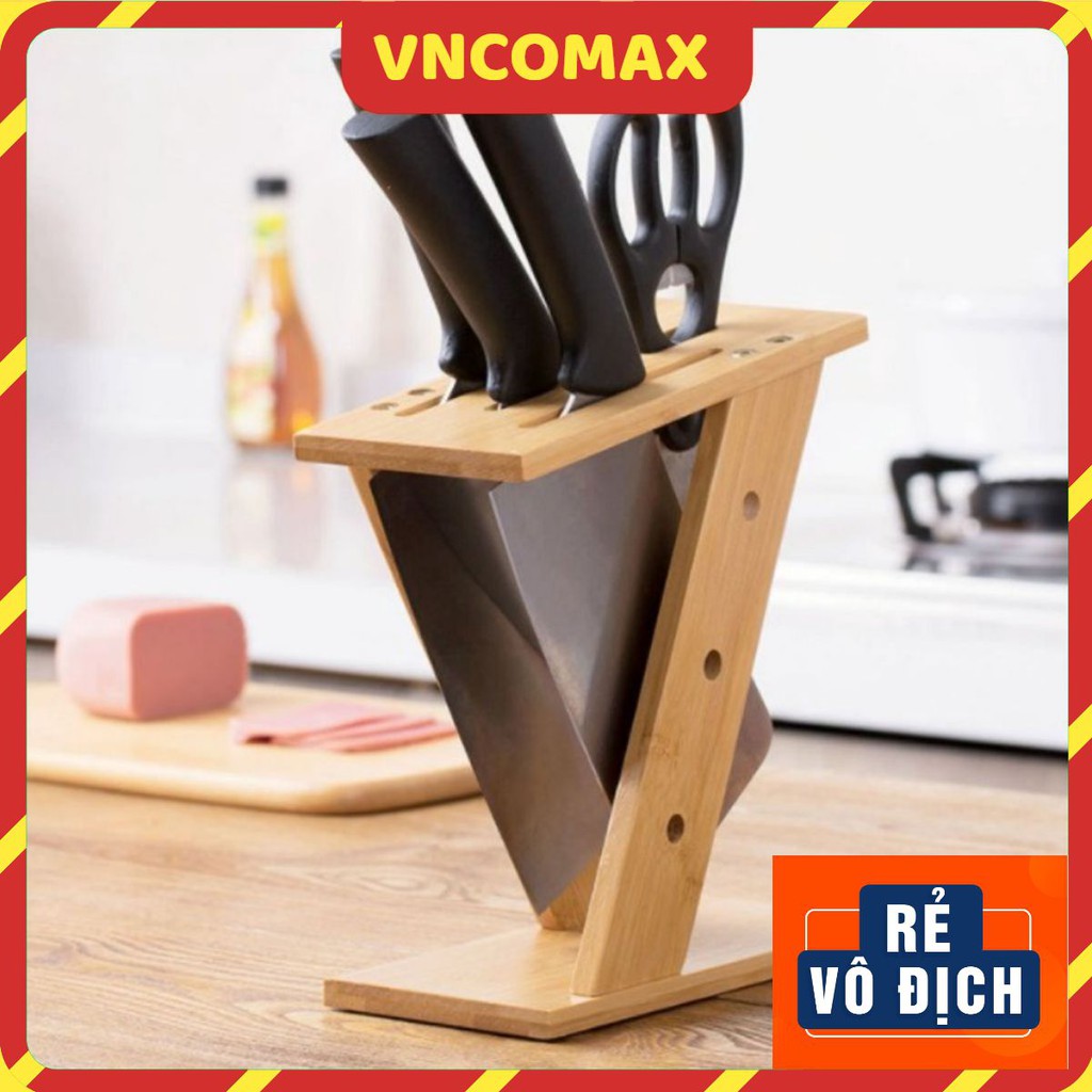 Khay cắm dao kéo bằng gỗ tre tự nhiên, ống cắm dao kéo gỗ hình chữ Z đa năng tiện lợi