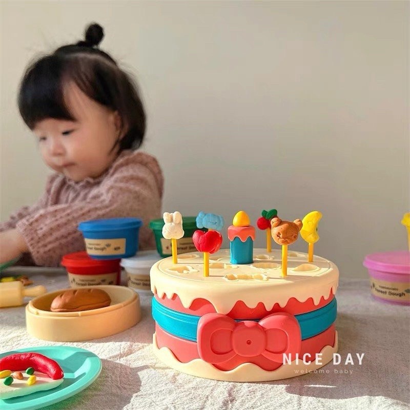 Đồ chơi trang trí bánh sinh nhật kèm đất nặn, đồ chơi đất nặn bánh sinh nhật cho bé thoả sức sáng tạo