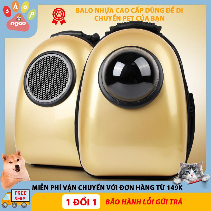 Balo vận chuyển chó mèo, balo phi hành gia nhựa cứng trong suốt ( Màu vàng)