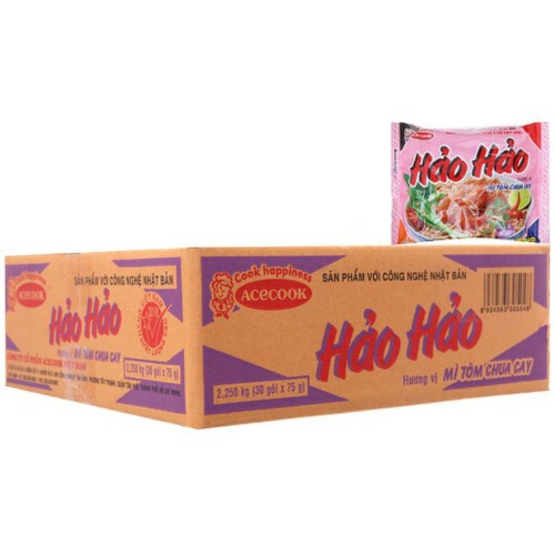 ❐ mỳ tôm hảo hảo chua cay - thùng 30 gói