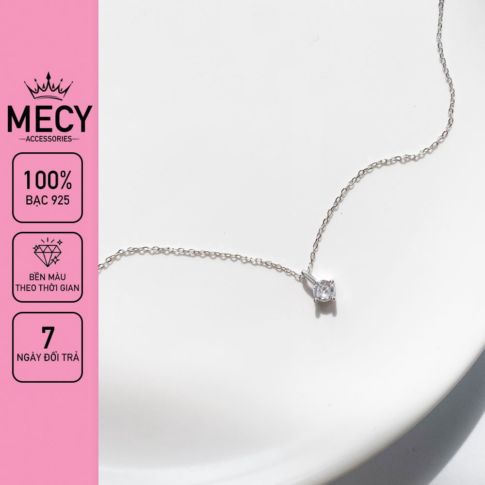 Vòng cổ nữ bạc dây chuyền bạc ý nữ 925 đính đá sang trọng MECY phụ kiện trang sức bạc cao cấp bảo hành 12 tháng