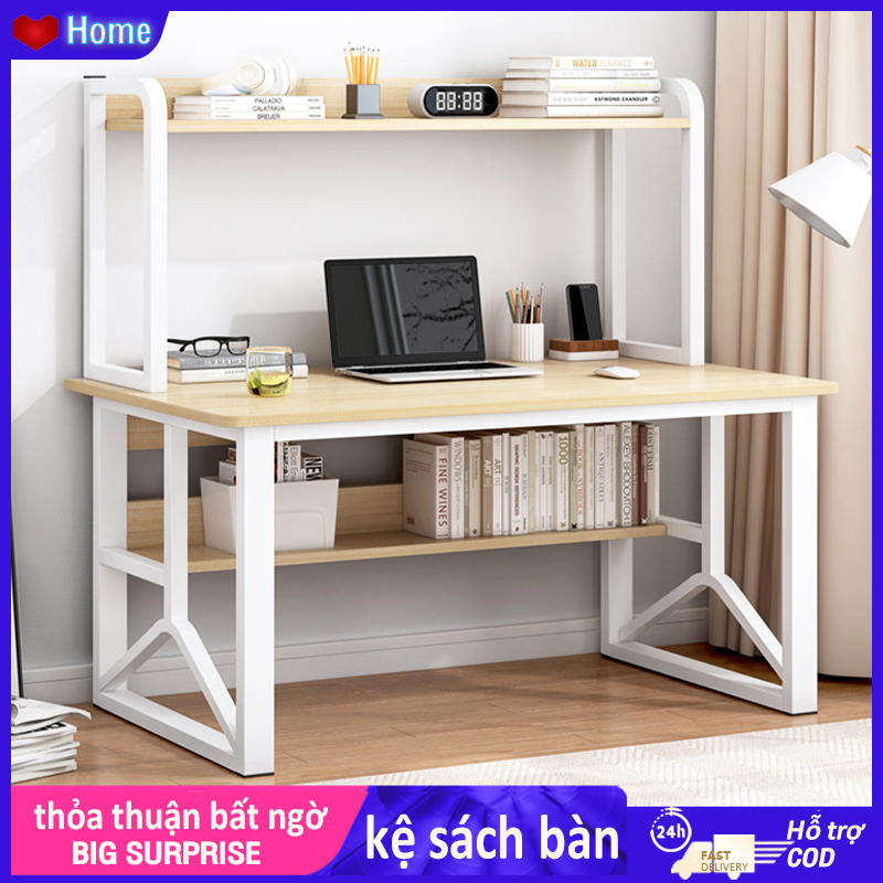  HOMESENCE Bàn làm việc liền giá sách tháo lắp dễ dàng chân sắt sơn tĩnh điện chắc chắn lắp ráp dễ dàng 