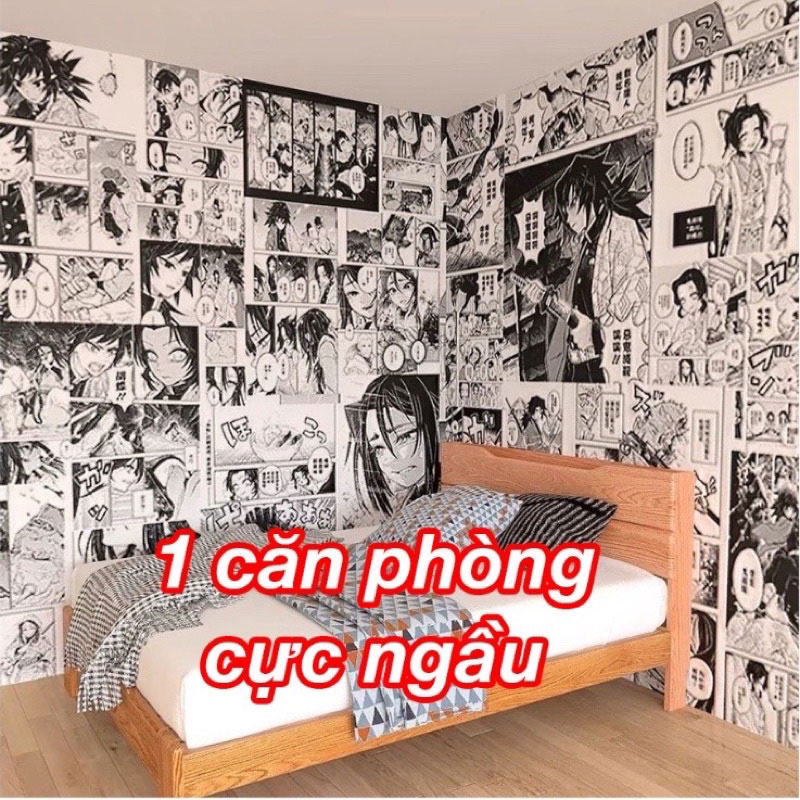 Siêu rẻ combo 100 giấy dán tường anime manga wall có keo mặt sau, naruto , one piece , bleach , jujutsu kaisen