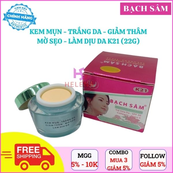 Kem mụn, dưỡng da bạch sâm k21 mụn, trắng da, thâm, mờ sẹo, làm dịu da