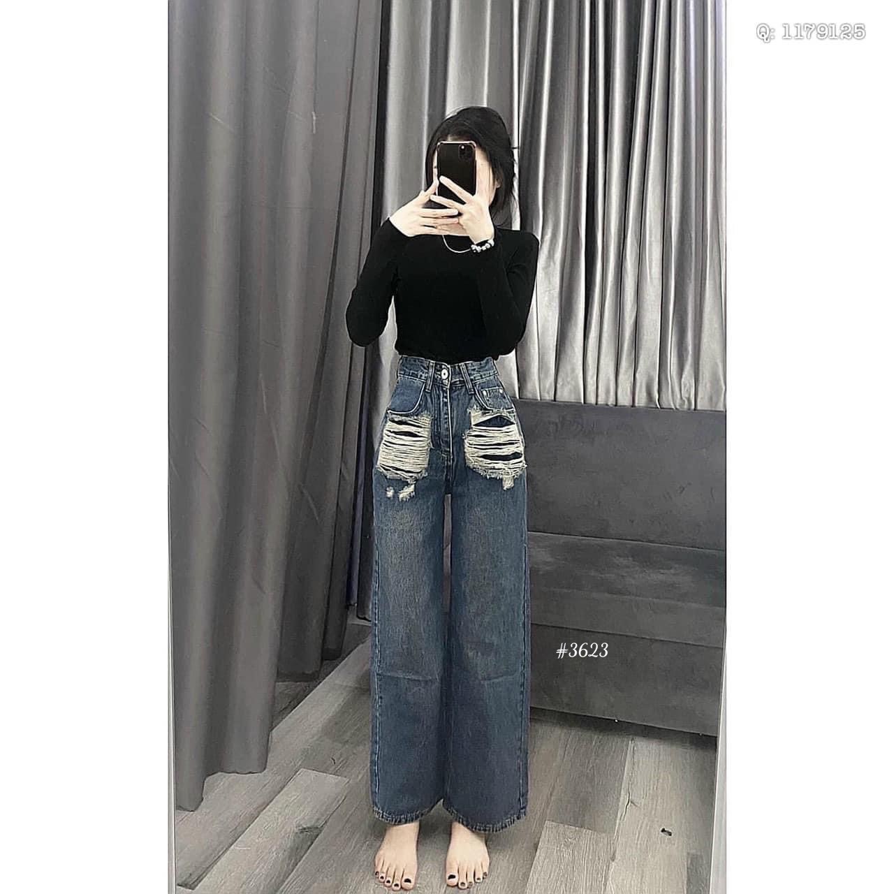 Quần baggy jean siêu hót lưng siêu cao-jt
