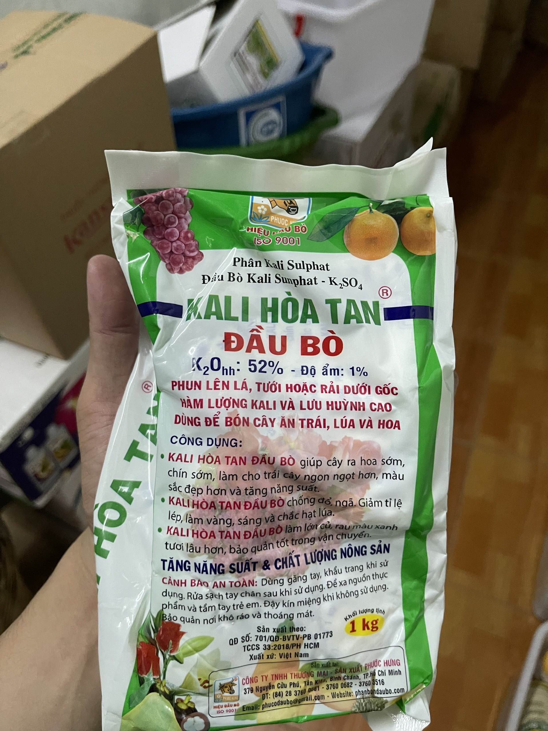 Phân bón kali hòa tan 1kg giúp lớn trái, ngọt trái