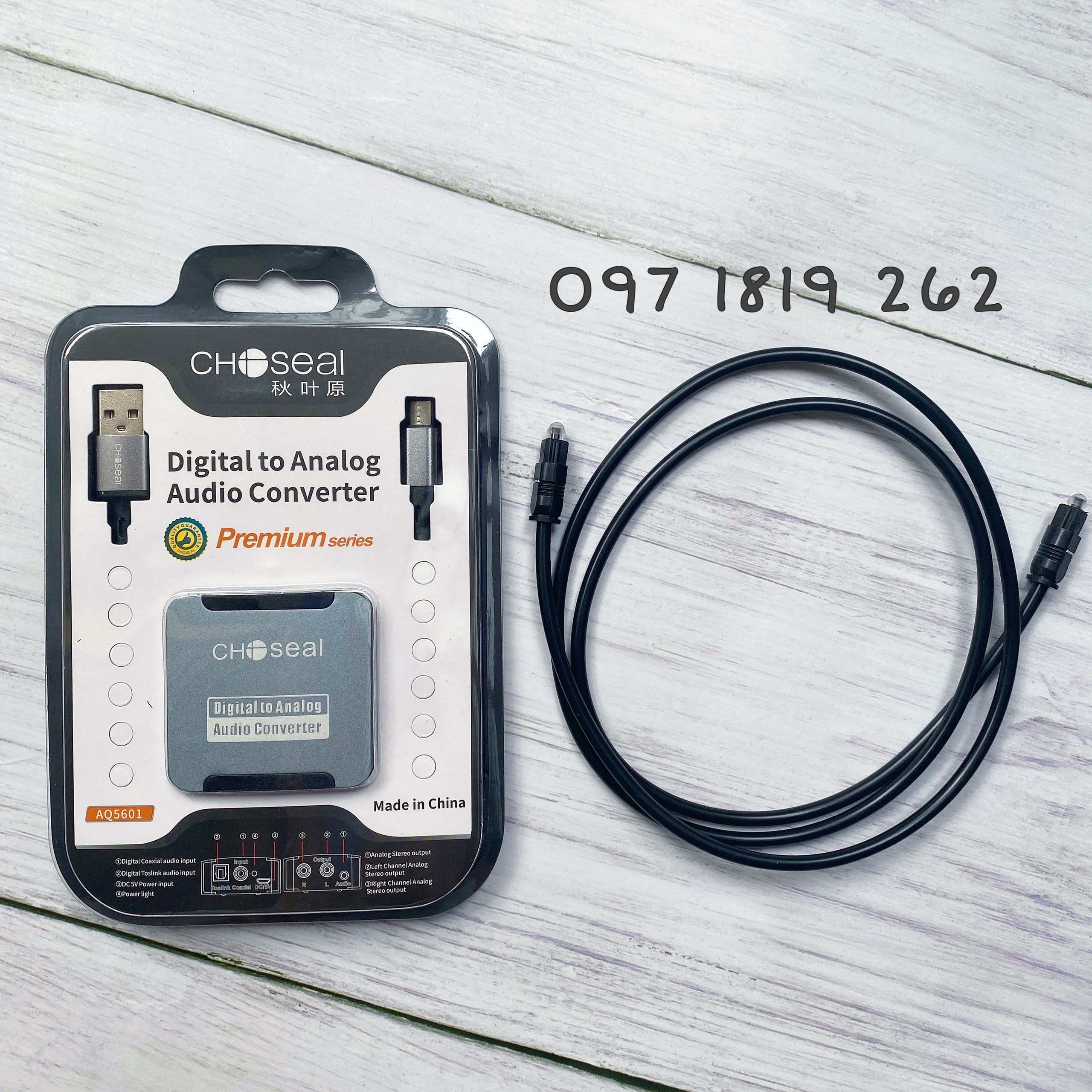 BỘ CHUYỂN QUANG CHOSEAL - CHUYỂN ĐỔI ÂM THANH QUANG OPTICAL SANG AV - Tặng Dây Quang 1m 0.4