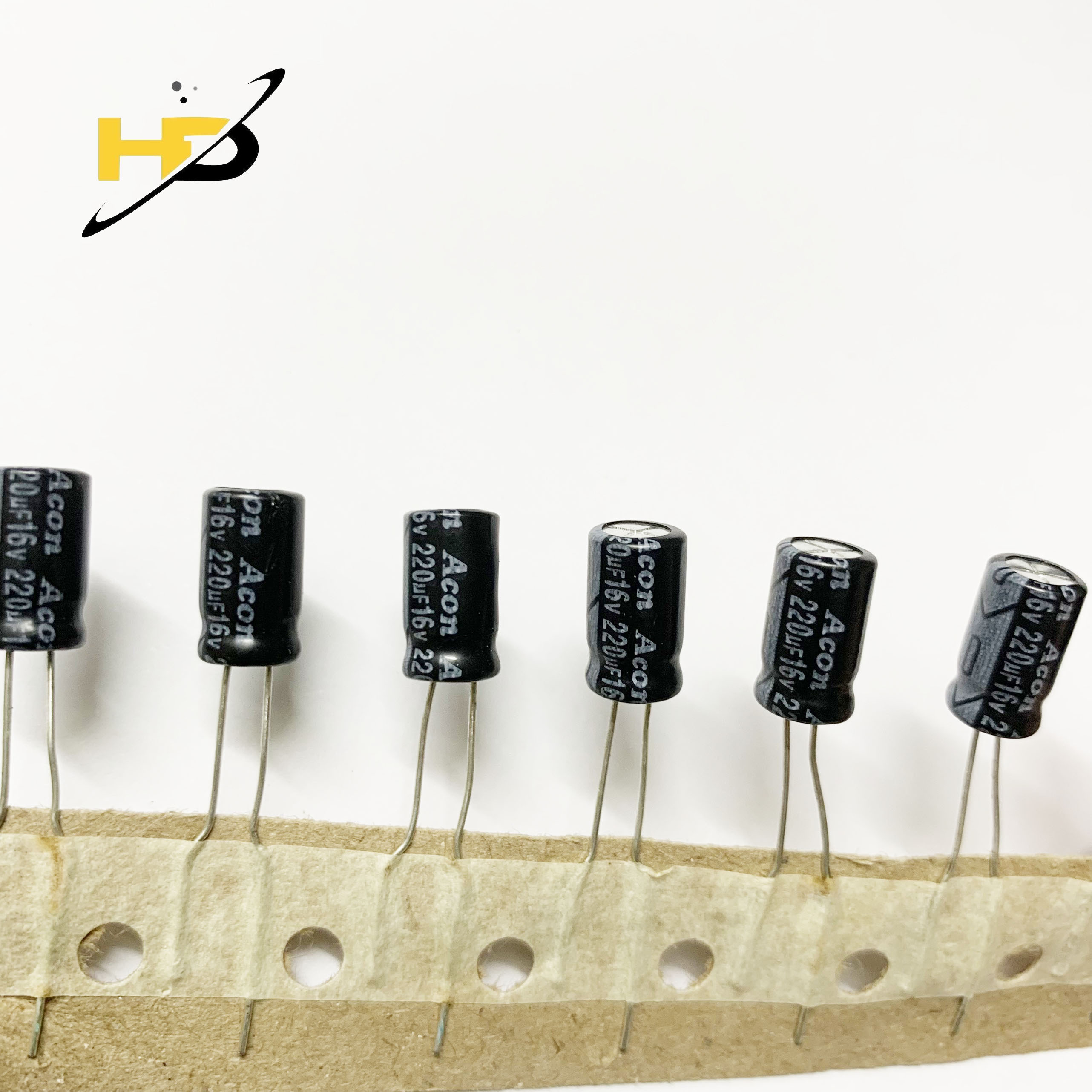 Linh kiện điện tử, combo 10 con tụ hóa 220uf 16v, tụ điện phân cực